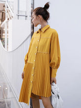 Loose Ruffled Solid Asymmetric Shirt Dress